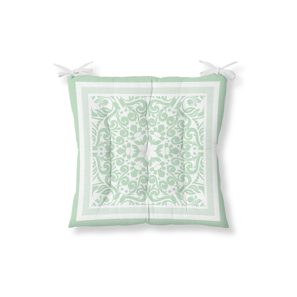Decorative Mint White Patterned Chair Cushion