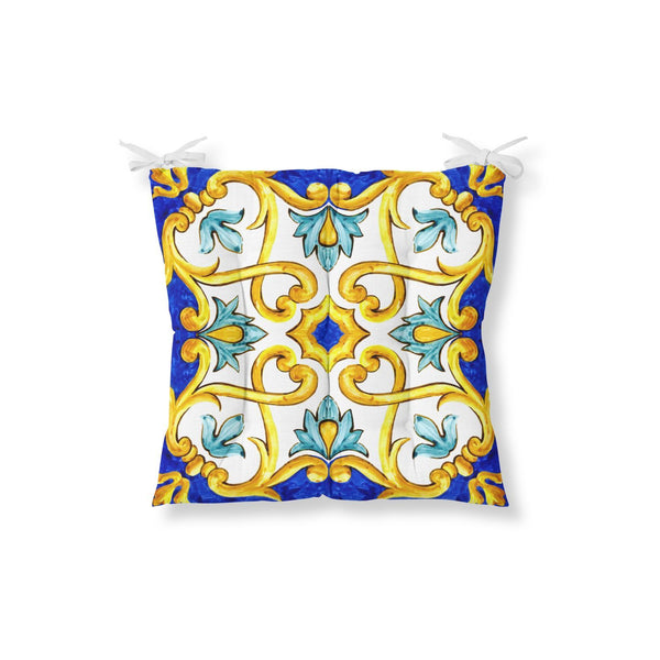 Decorative Blue Yellow Chair Cushion