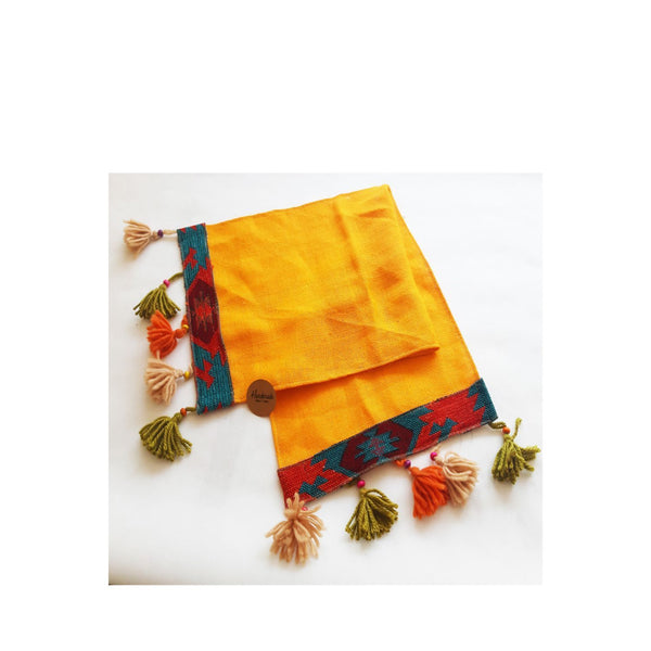 Edi Team Colorful Jute Table Cloth Runner Rug And Tassels-Yhm049