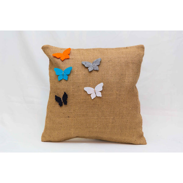 Edi Team Jute Butterfly Decorative Pillow