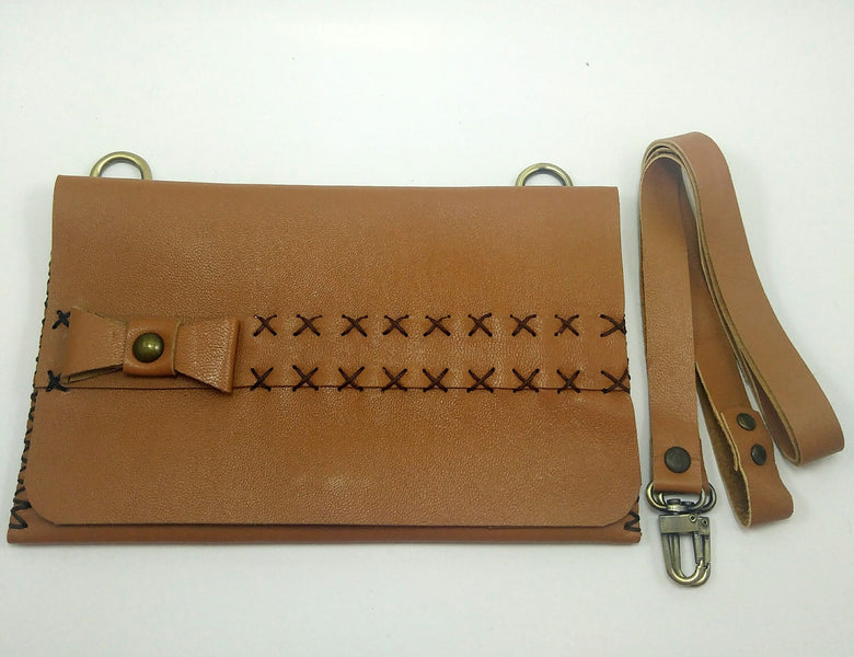 Bow Detailed Tan Leather Bag