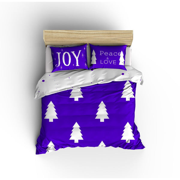 Joy Duvet Cover Set - Purple White Christmas Tree