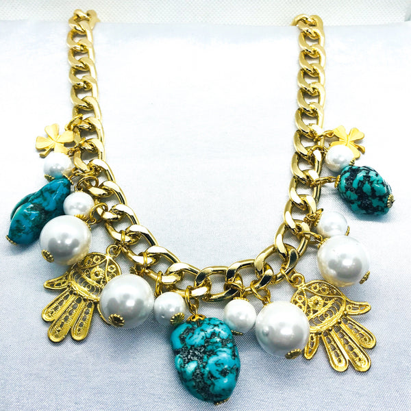 Majorca Stone Chain Necklace With Turquoise Stone