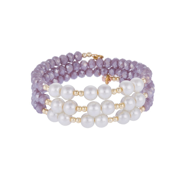 Lilac Pearl Crystal Spiral Bracelet