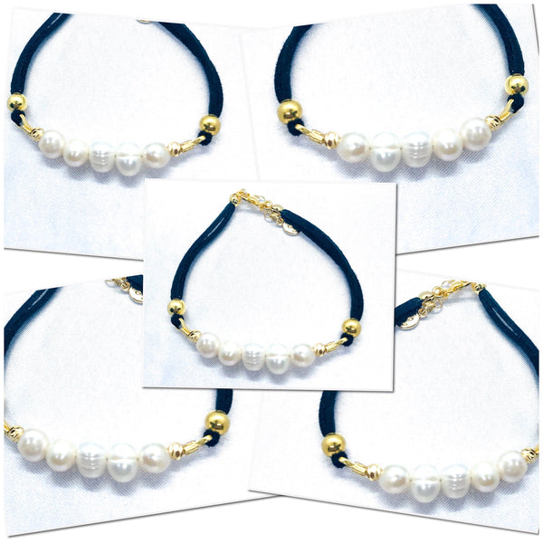 Pearl And Leather Minimal Bracelet