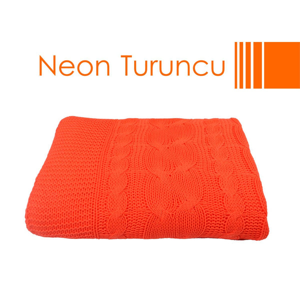 Helen George Knit Blanket - Neon Orange / Oversize