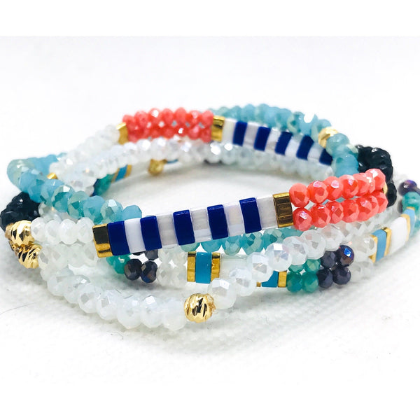 Crystalline Tila Beads Bracelet Combine