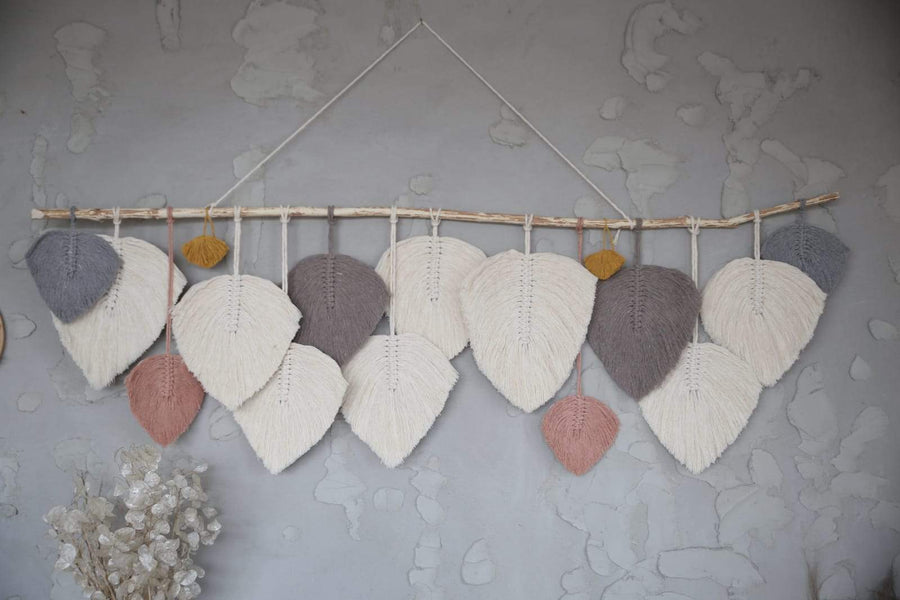 Large Leaf Macrame Wall Decoration, Bohemian Wall Decor