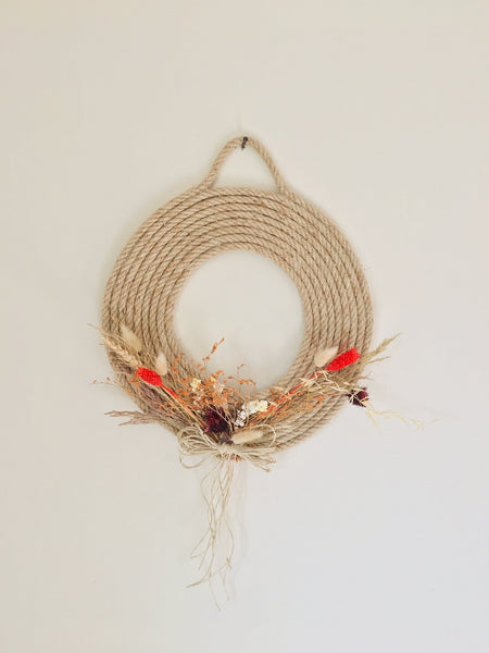 Flowery Straw Door Ornament / Straw Wall Ornament