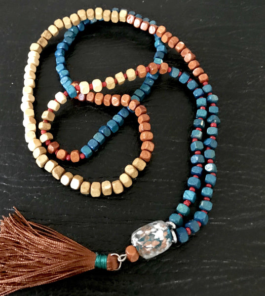 Wooden Bead Long Necklace