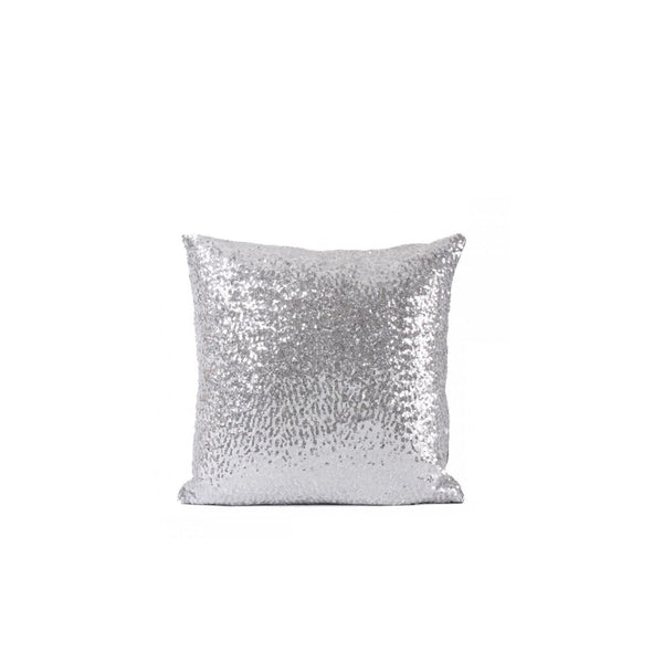Edi Team Sequined Stuffed Decorative Pillow - Silver Yhm154