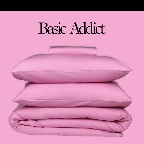 Basic Pink Double Duvet Cover Set