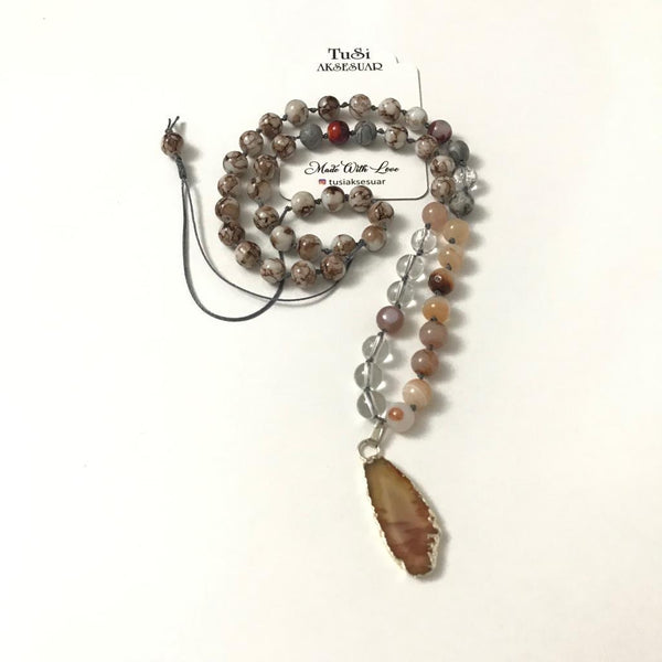 Mala54 Agate Jasper Jade Necef Stone Design Niyet Necklace