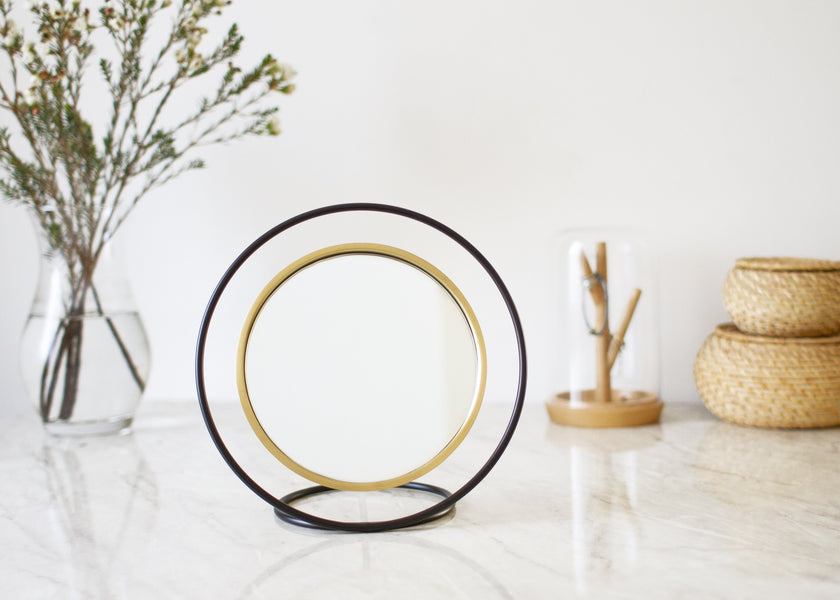 Hollow Table Mirror - Brass Small
