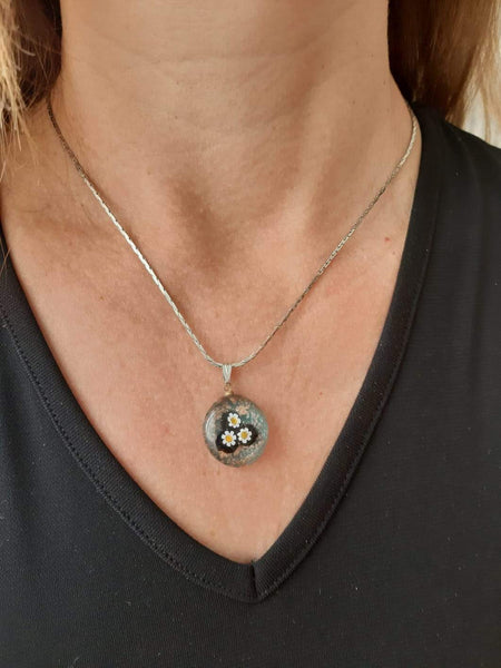 Black Flower Evil Eye Necklace