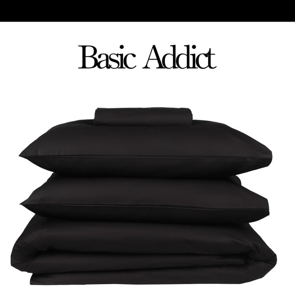 Basic Black Double Duvet Cover Set