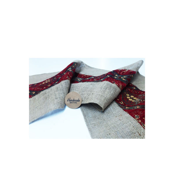 Edi Team Jute Table Cloth Runner Ottoman Pattern Jacquard Woven Fabric -Yhm122