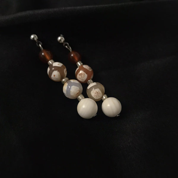 Pearl And Agate Stone Earring