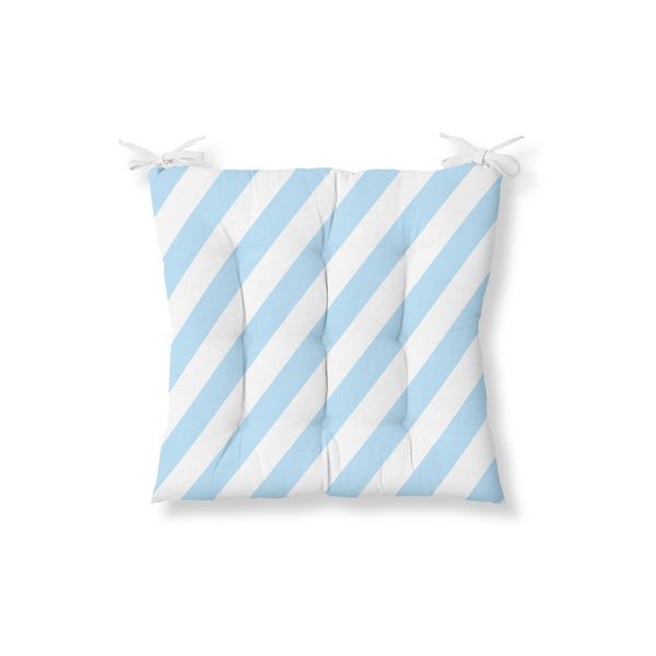 Decorative Blue White Striped Chair Cushion