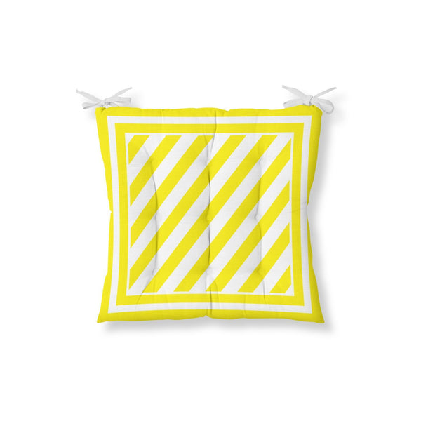 Decorative Yellow White Diagonal Chair Cushion