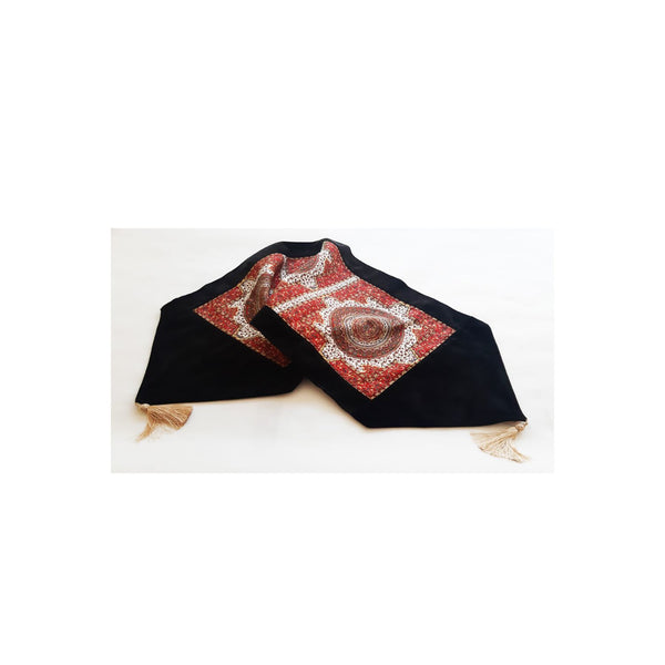 Edi Team Ethnic Pattern Woven Silk Velvet Tassels Table Cloth Runner-Yhm003