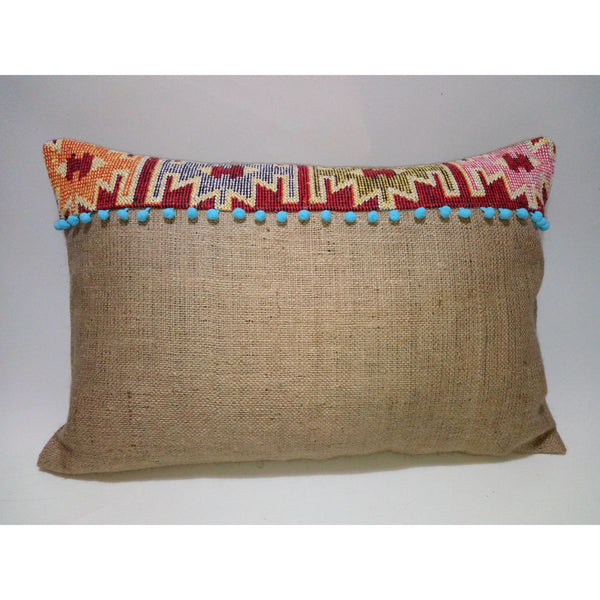 Edi Team Jute Rug Pompom Decorative Pillow