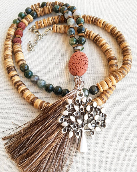 Indian Agate Tree Of Life Luck Necklace