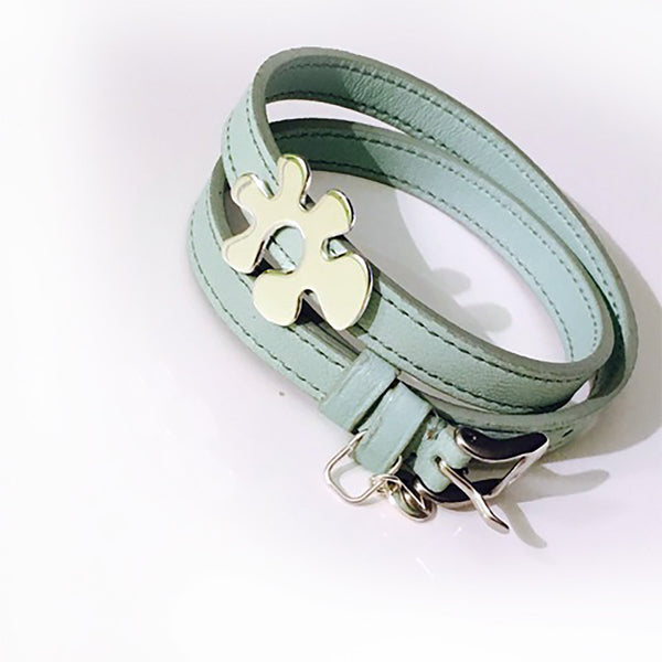 Arya Five Leather Bracelet Water Green