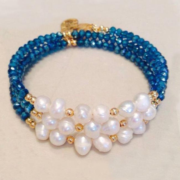 Pearl Crystal Spiral Bracelet