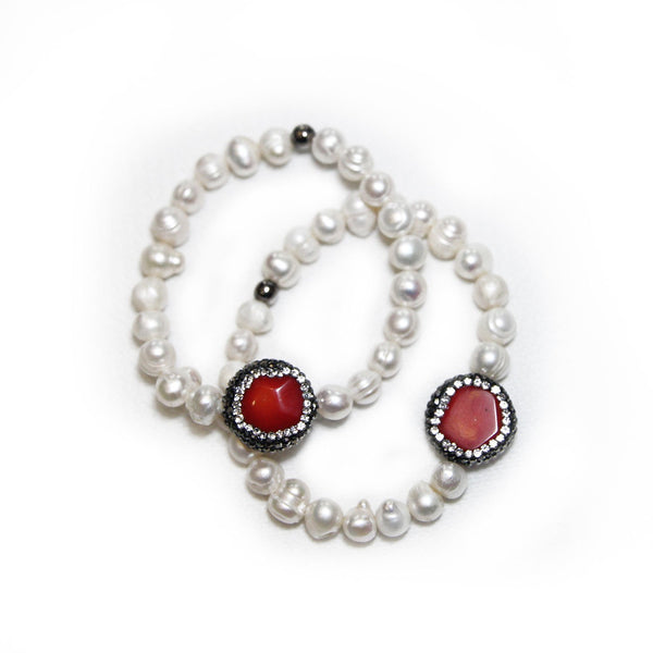 Coral Pearl Bracelet