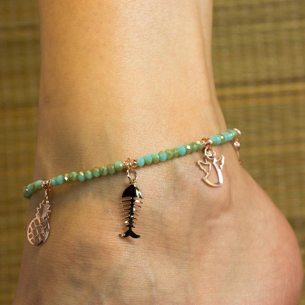 Crystal Anklet With Turquoise Janjan