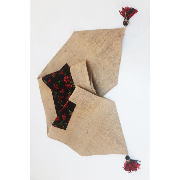 Edi Team Harem Pattern Flmotherl Jute Table Cloth Runner Triangle Tassels-Yhm163
