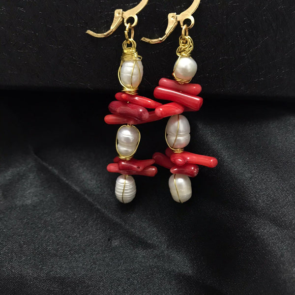 Pearl And Coral Earring Design Dog