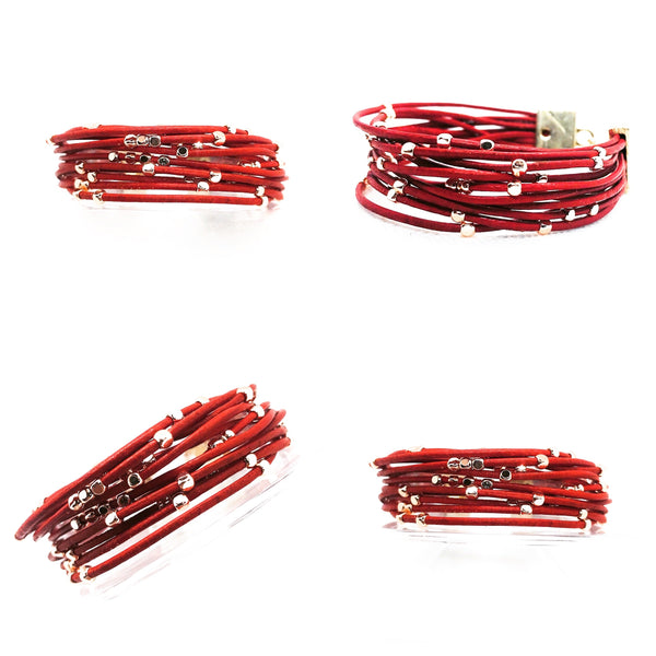 Red Multi Leather Bracelet