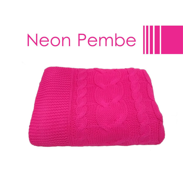 Helen George Knit Blanket -Neon Pink / Oversize