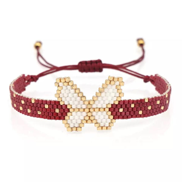 Miyuki Red Butterfly Bracelet