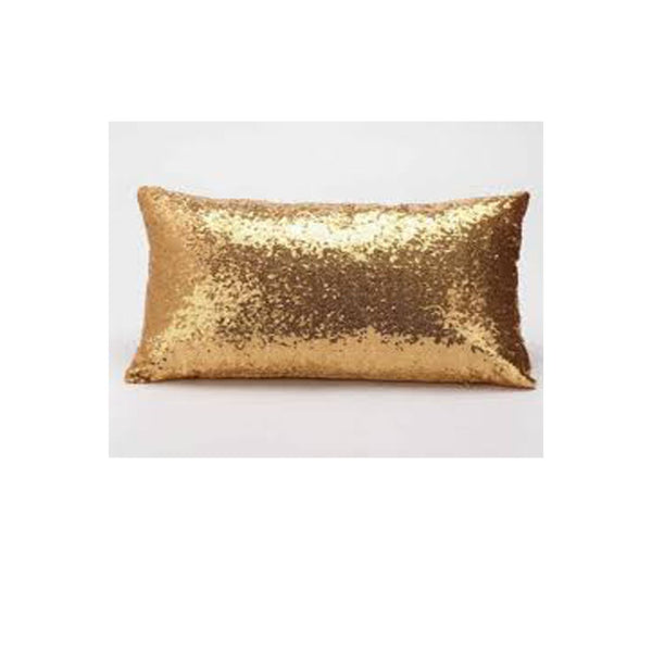 Edi Team Sequined Stuffed Decorative Pillow - Gold Yhm155
