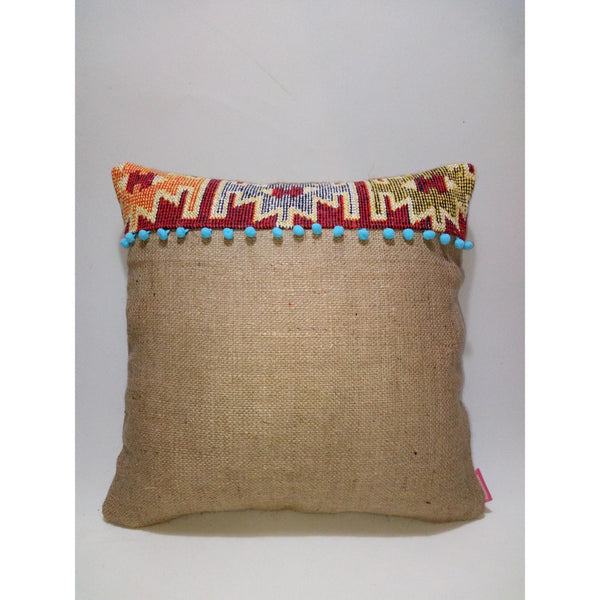 Edi Team Jute Rug Pompom Decorative Pillow
