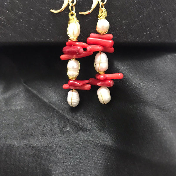 Pearl And Coral Earring