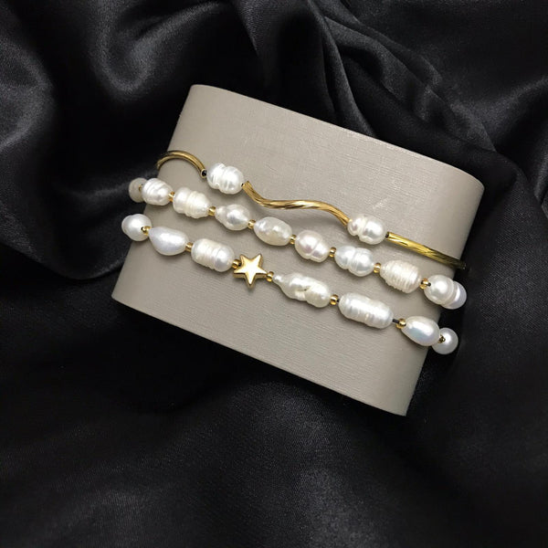 3 Pieces Pearl Bracelet Set