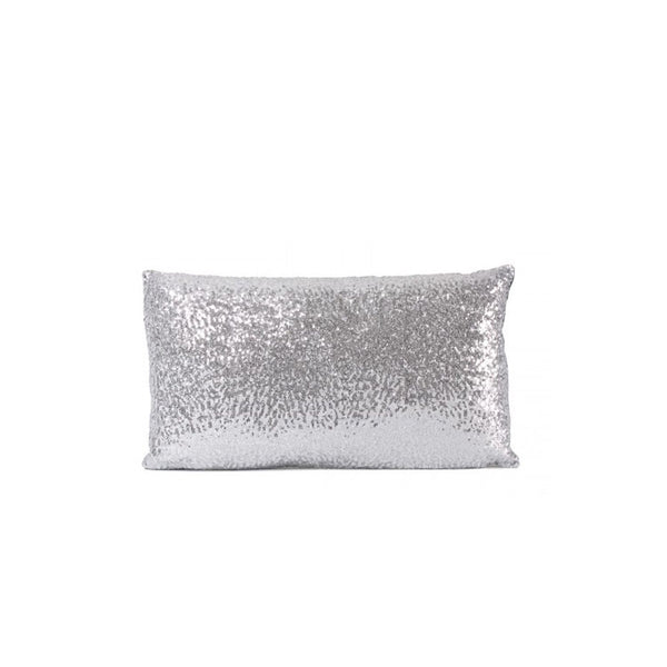 Edi Team Sequined Stuffed Decorative Pillow - Silver Yhm152