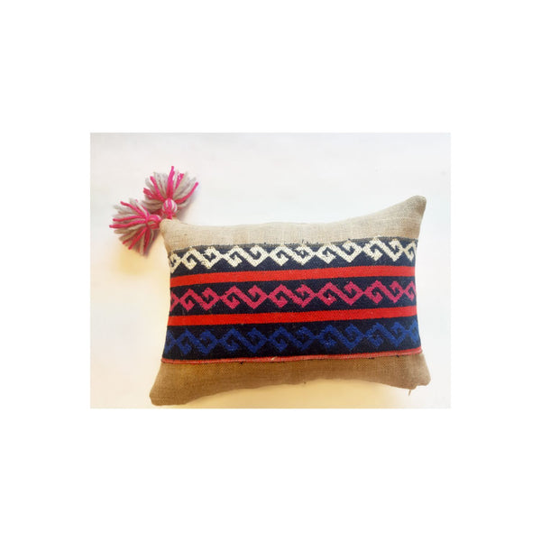 Edi Team Zemheri Authentic Rug Ornamented Pompom Pillow