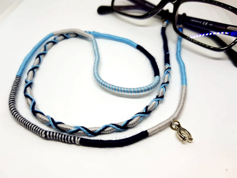 Eyewear Lanyard - Gray Blue Navy Blue - Horseshoe