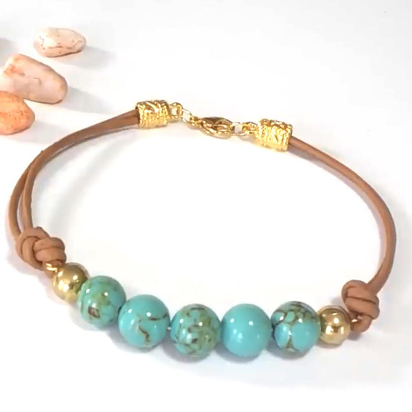 Turquoise Leather Detailed Bracelet