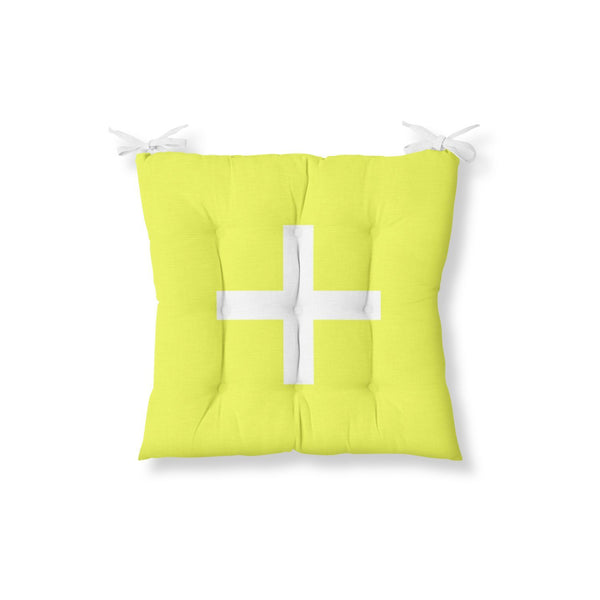 Decorative White Yellow Chair Cushion