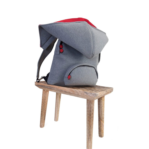Morikukko Basic Gray Bag Red Hoodie