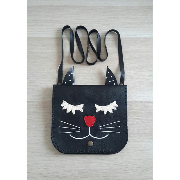 Black Cat Handmade Leather Bag