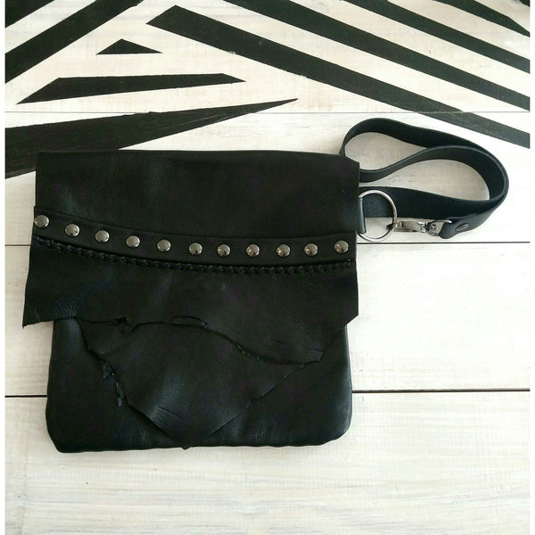 Black Natural Leather Waist Bag