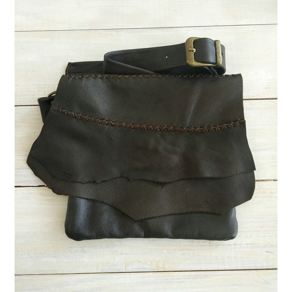 Brown Natural Leather Waist Can