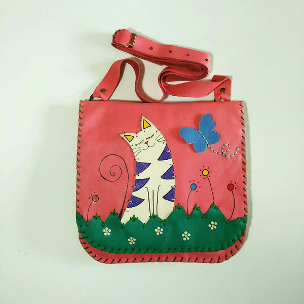 Mini Cat Kids Leather Bag